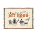 Mt Hood, Oregon Ski Town Throw Blanket | Mountain Woven Blanket-1