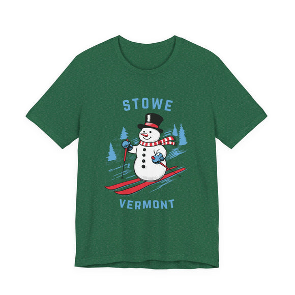 Stowe, Vermont T Shirt - Ski Snowman Graphic Tee