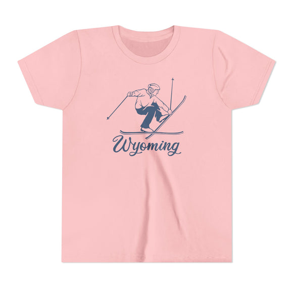 Wyoming Youth Vintage Snow Ski Graphic Tee - Kids T Shirt