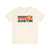 Austin, Texas T-Shirt Retro Sun Ombre Unisex Tee, Vintage Texas Tee, Mountain Sun Austin Tee, Texas Souvenir Shirt