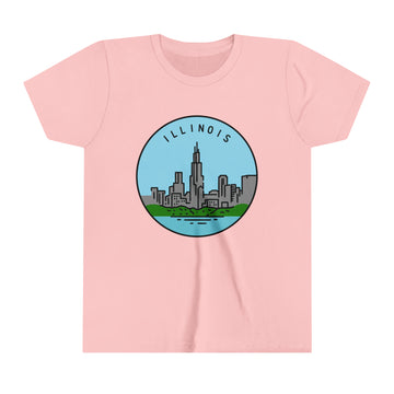 Buy pink Illinois Youth T-Shirt - Unisex Kids Illinois Shirt