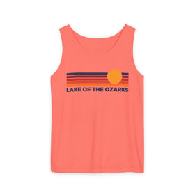 Lake of the Ozarks, Missouri Retro Sunstripe Tank Top | Comfort Colors - 100% Cotton