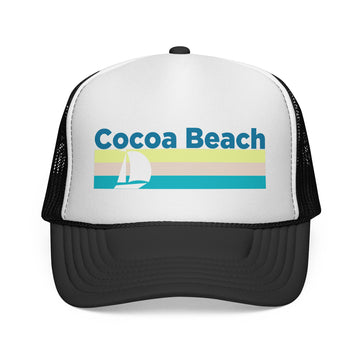 Cocoa Beach, Florida Retro Sailboat Trucker Hat