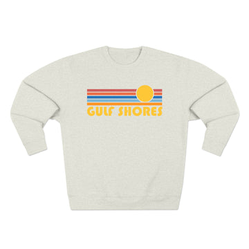Buy oatmeal-heather Premium Gulf Shores, Alabama Retro Sun Graphic Sweatshirt