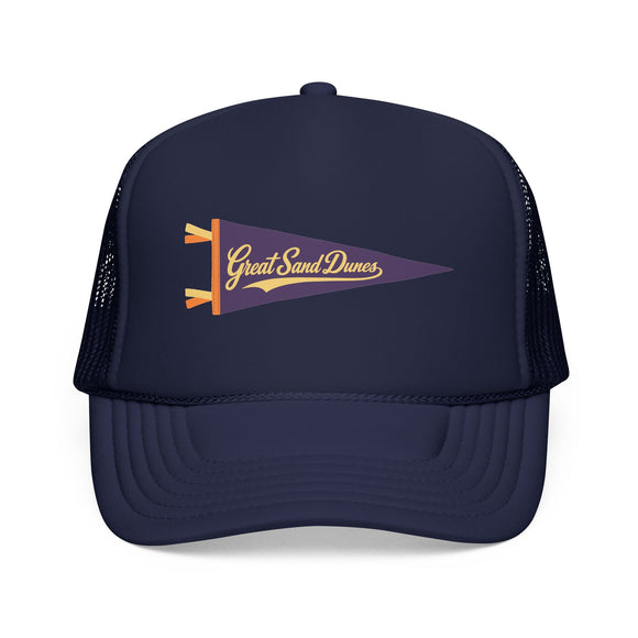 Great Sand Dunes National Park Pennant Trucker Hat — Vintage Foam Mesh Cap