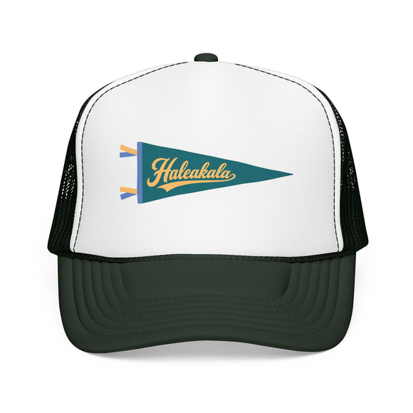 Haleakala National Park Pennant Trucker Hat — Vintage Foam Mesh Cap