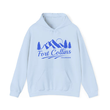 Buy light-blue Fort Collins, Colorado Hoodie - Unisex Mountain Fort Collins Hoodie Sweatshirt