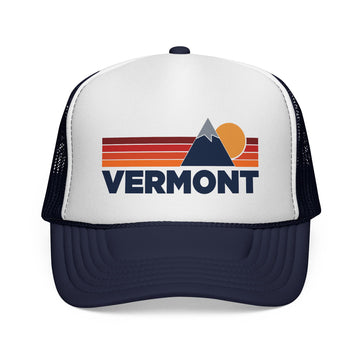 Buy dark-navy Vermont Retro Mountains Trucker Hat - Vintage Style Vermont Cap