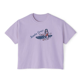 Buy orchid Santa Cruz, California Surfer Girl Tee | 100% Cotton Women's Boxy Tee
