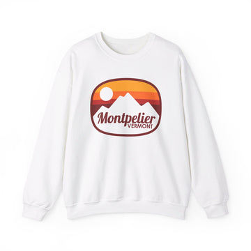 Buy white Montpelier, Vermont Sweatshirt - Unisex Retro Ombre Crewneck Montpelier Sweatshirt