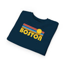 Boston, Massachusetts Toddler Sweatshirt - Retro Sun Boston Toddler Crewneck Sweatshirt-17