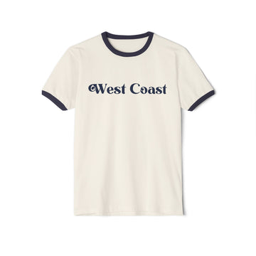 West Coast Cotton Ringer Graphic Tee, Unisex Tee, Ringer T-Shirt, Retro Tee, Vintage Tee, California Shirt