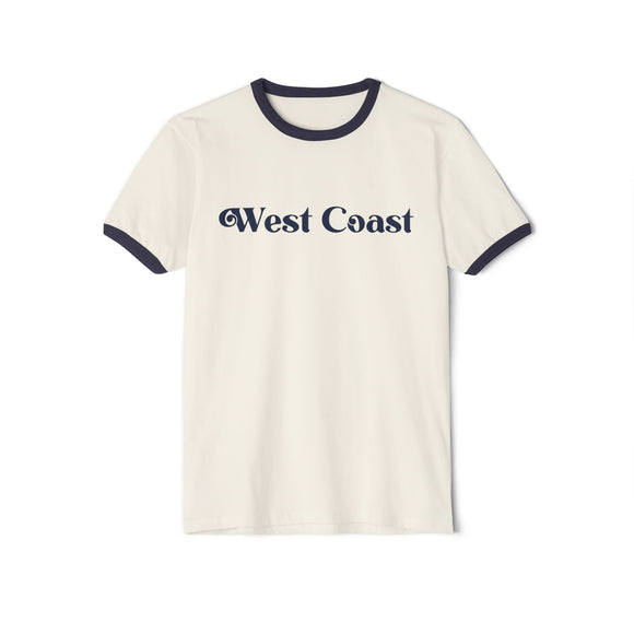 West Coast Cotton Ringer Graphic Tee, Unisex Tee, Ringer T-Shirt, Retro Tee, Vintage Tee, California Shirt