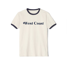 West Coast Cotton Ringer Graphic Tee, Unisex Tee, Ringer Tshirt, Retro Tee, Vintage Tee, California Shirt