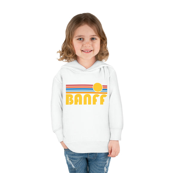 Banff, Canada Toddler Hoodie - Retro Sunrise Unisex Banff Toddler Sweatshirt
