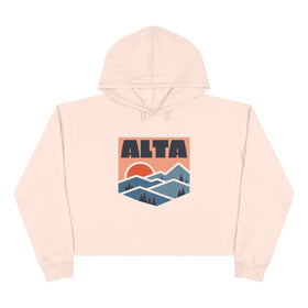 Women's Alta, Utah Crop Hoodie - Retro Mountain Crop Sweatshirt