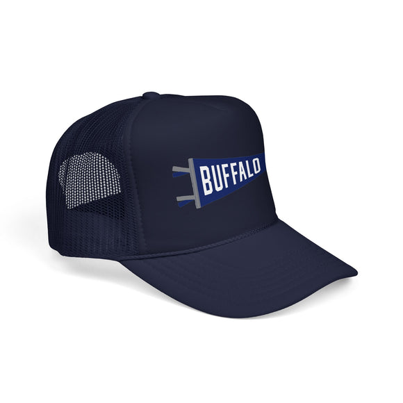 Buffalo, New York Pennant Trucker Hat — Retro Flag Foam Cap