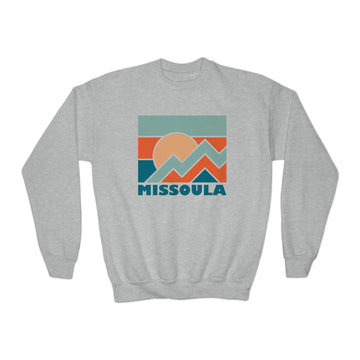 Buy sport-grey Missoula, Montana Youth Sweatshirt - Unisex Kid's Missoula Crewneck Sweatshirt