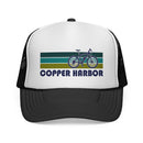 Copper Harbor, Michigan Retro Bike Trucker Hat - Vintage Style Copper Harbor Cap-1