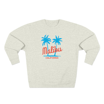 Buy oatmeal-heather Premium Malibu, California Sweatshirt - Retro Unisex Sweatshirt