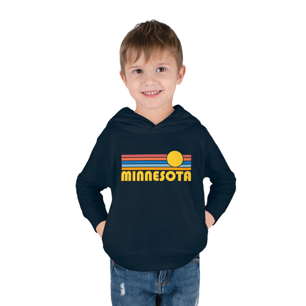 Minnesota Toddler Hoodie - Retro Sunrise Unisex Minnesota Toddler Sweatshirt