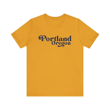 Buy mustard Portland, Oregon Graphic Tee, Casual T-Shirt, Vintage Style Shirt