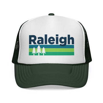 Buy dark-green Raleigh, North Carolina Retro Trees Trucker Hat - Vintage Style Raleigh Cap