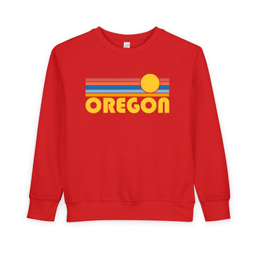 Buy red Oregon Toddler Sweatshirt - Retro Sun Oregon Toddler Crewneck Sweatshirt