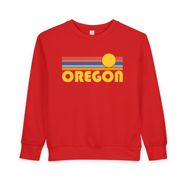 Oregon Toddler Sweatshirt - Retro Sun Oregon Toddler Crewneck Sweatshirt
