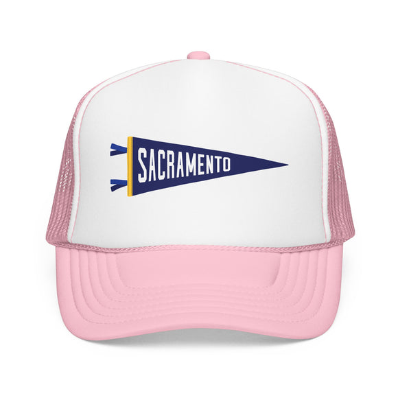 Sacramento, California Pennant Trucker Hat — Retro Flag Foam Cap
