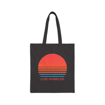 Los Angeles, California Retro 80s Cotton Canvas Los Angeles Tote Bag - Retro Sunset - 0