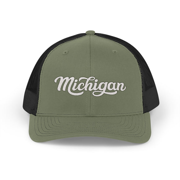 Michigan Snapback Trucker Cap - Embroidered Michigan Hat