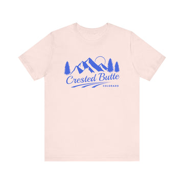 Buy soft-pink Crested Butte, Colorado T-Shirt - Retro Mountain Unisex Crested Butte Shirt - Pine Treeline