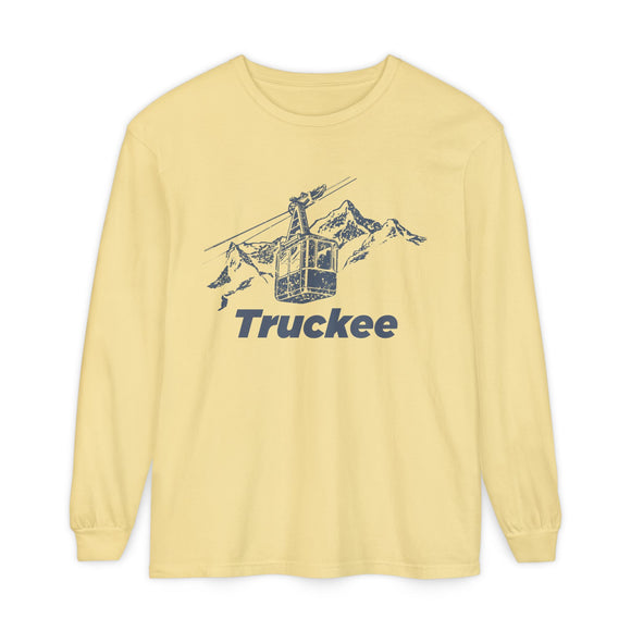 Truckee, California Long Sleeve T-Shirt Retro Mountain, Unisex Truckee Unisex Garment-dyed Long Sleeve T-Shirt