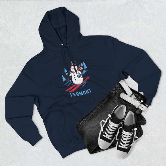 Premium Vermont Skiing Snowman Hoodie