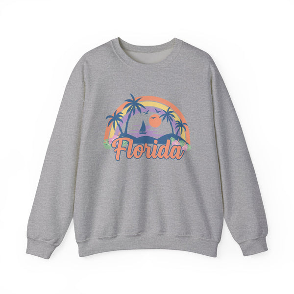 Florida Sweatshirt - Unisex Retro Beach Florida Crewneck Sweatshirt