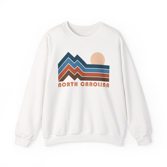 North Carolina Sweatshirt Retro Mountains, North Carolina Unisex Graphic Crewneck