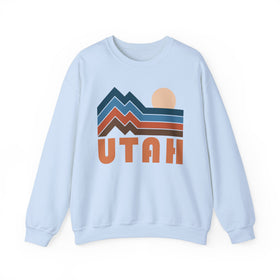 Buy light-blue Utah Sweatshirt Retro Mountains, Utah Unisex Graphic Crewneck