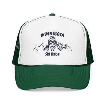 Buy kelly-white-kelly Minnesota Ski Babe Trucker Hat — Foam Mesh Cap