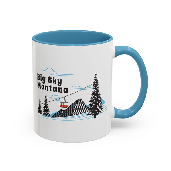 Big Sky, Montana Retro Snow Skiing Mountain 11 oz Mug, Ski Lodge Decor Coffee Cup, Mountain Gondola  Lover Gift, Retro Skiing Mug