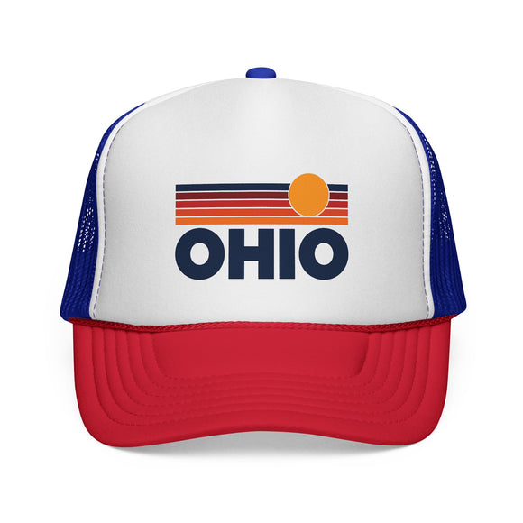 Ohio Retro Sun Trucker Hat - Vintage Style Ohio Cap