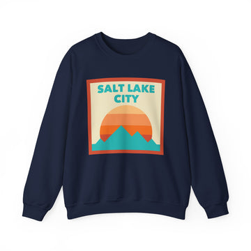 Buy navy Retro Salt Lake City, Utah Sweatshirt, Mountain Sun Design, Unisex Crewneck, Gift for Outdoorsy Friends, Vintage Salt Lake City, Utah Jumper