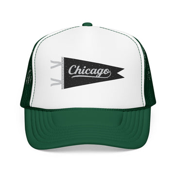 Buy kelly-white-kelly Chicago Pennant Trucker Hat — Vintage City Pride Foam Cap