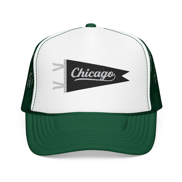 Chicago Pennant Trucker Hat — Vintage City Pride Foam Cap