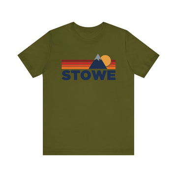 Buy olive Retro Stowe, Vermont T-shirt, Mountain Tee, Vintage Stowe Unisex Jersey Shirt, Outdoor Hiking Apparel