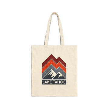 Lake Tahoe, California Cotton Canvas Lake Tahoe Tote Bag - Chevron Peaks