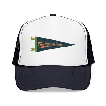 New River Gorge National Park Pennant Trucker Hat — Vintage Foam Mesh Cap