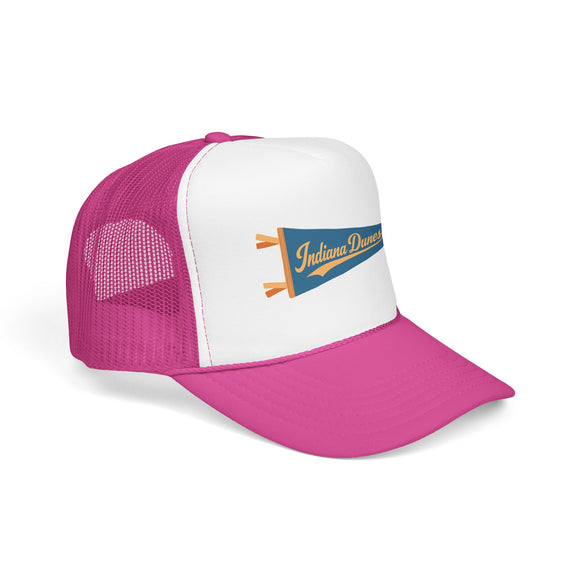 Indiana Dunes National Park Pennant Trucker Hat — Vintage Foam Mesh Cap