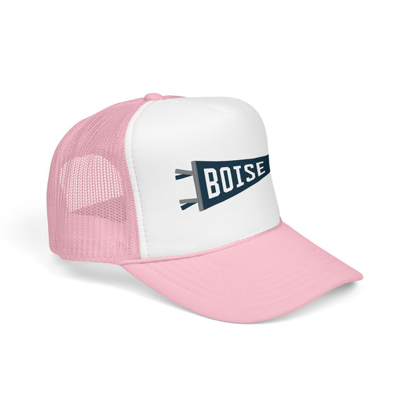 Boise, Idaho Pennant Trucker Hat — Retro Flag Foam Cap