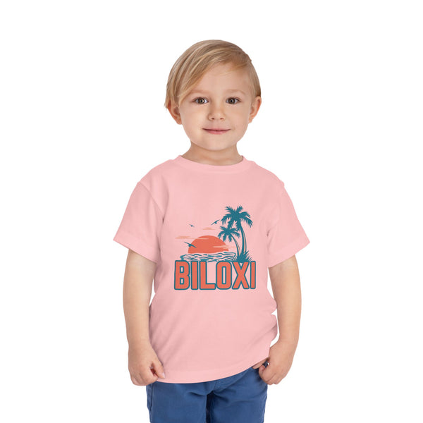 Biloxi, Mississippi Toddler T-Shirt - Retro Palm Tree Toddler Biloxi Shirt